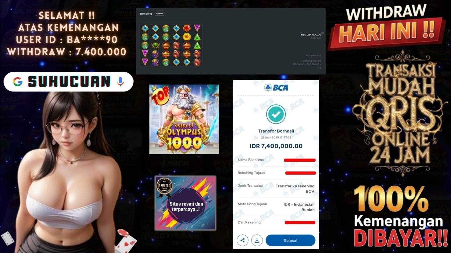 SUHUCUAN JACKPOT SLOT GATES OF OLYMPUS 1000